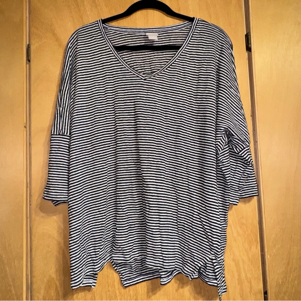 Chico’s Striped Drop-Shoulder Tunic.
